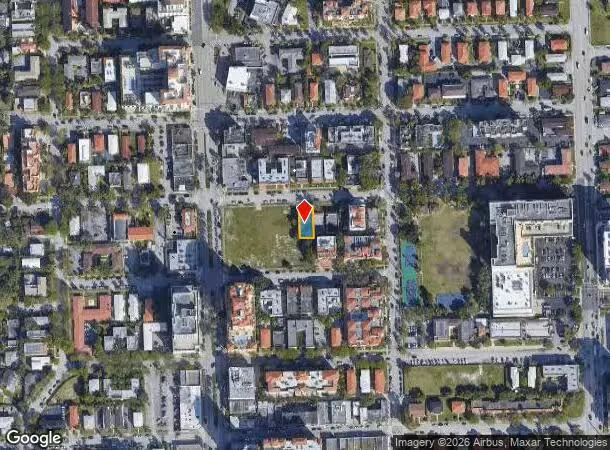 Aerial neighborhood context near the Coral Gables assemblage; parcel boundaries not marked